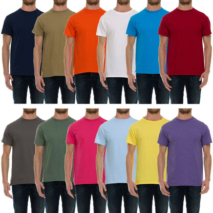 SOCKS'NBULK 12 Pack Mens Cotton Crew Neck Short Sleeve T-Shirts Mix Colors Bulk (Medium)