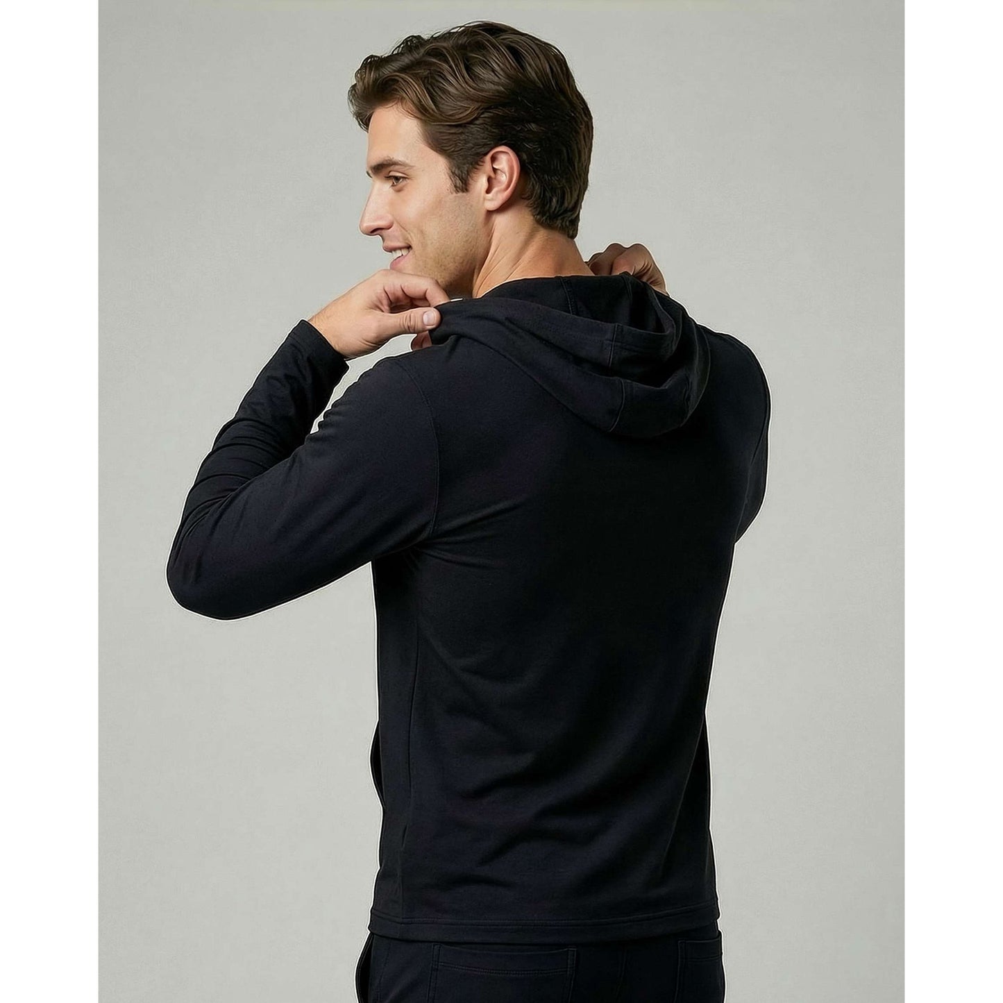 Real Essentials 3 Pack: Men's Cotton Henley Pullover Hoodie Casual Workout Comfort Long Sleeve Hooded Sweatshirt Big & Tall
