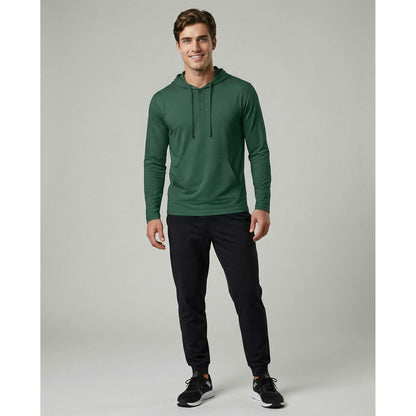 Real Essentials 3 Pack: Men's Cotton Henley Pullover Hoodie Casual Workout Comfort Long Sleeve Hooded Sweatshirt Big & Tall