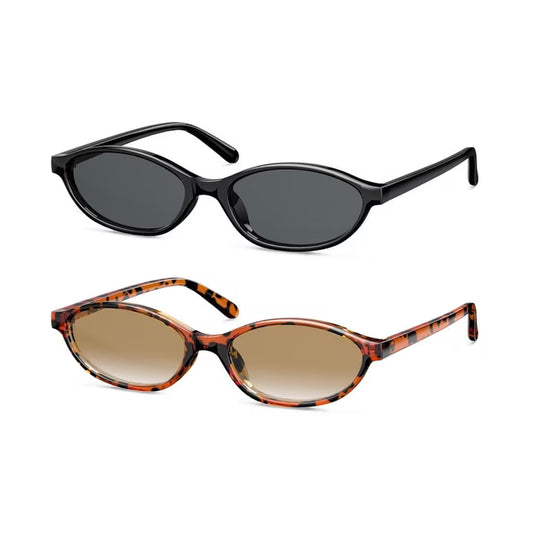 KALIYADI Retro Oval Womens Sunglasses Cat Eye Sunglasses for Women: Sunnies Lightweight Trendy Sun Glasses（2 Pack)