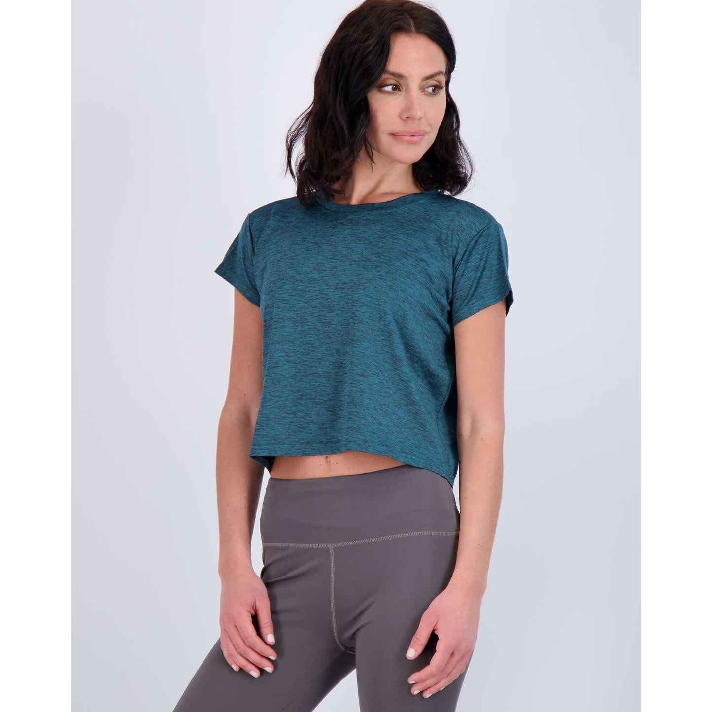 Real Essentials 5 Pack: Women's Dry Fit Crop Top - Short Sleeve Crew Neck Stretch Athletic Tee (Available in Plus Size)