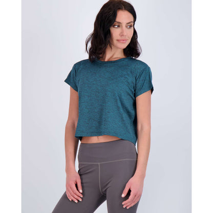Real Essentials 5 Pack: Women's Dry Fit Crop Top - Short Sleeve Crew Neck Stretch Athletic Tee (Available in Plus Size)