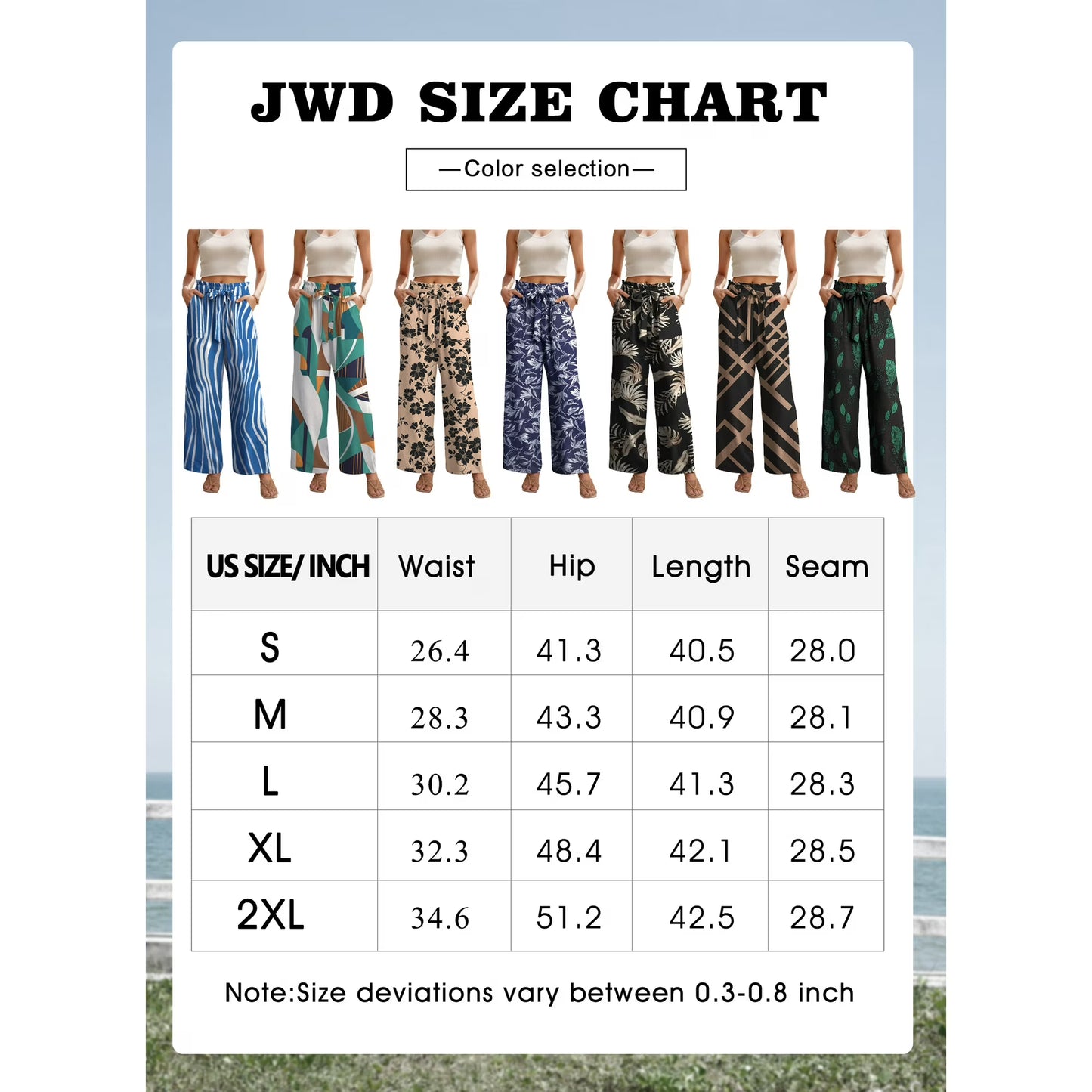 JWD Women's Wide Leg Pants with Pockets High Waist Adjustable Knot Loose Casual Trousers Business Work Casual Pants Black