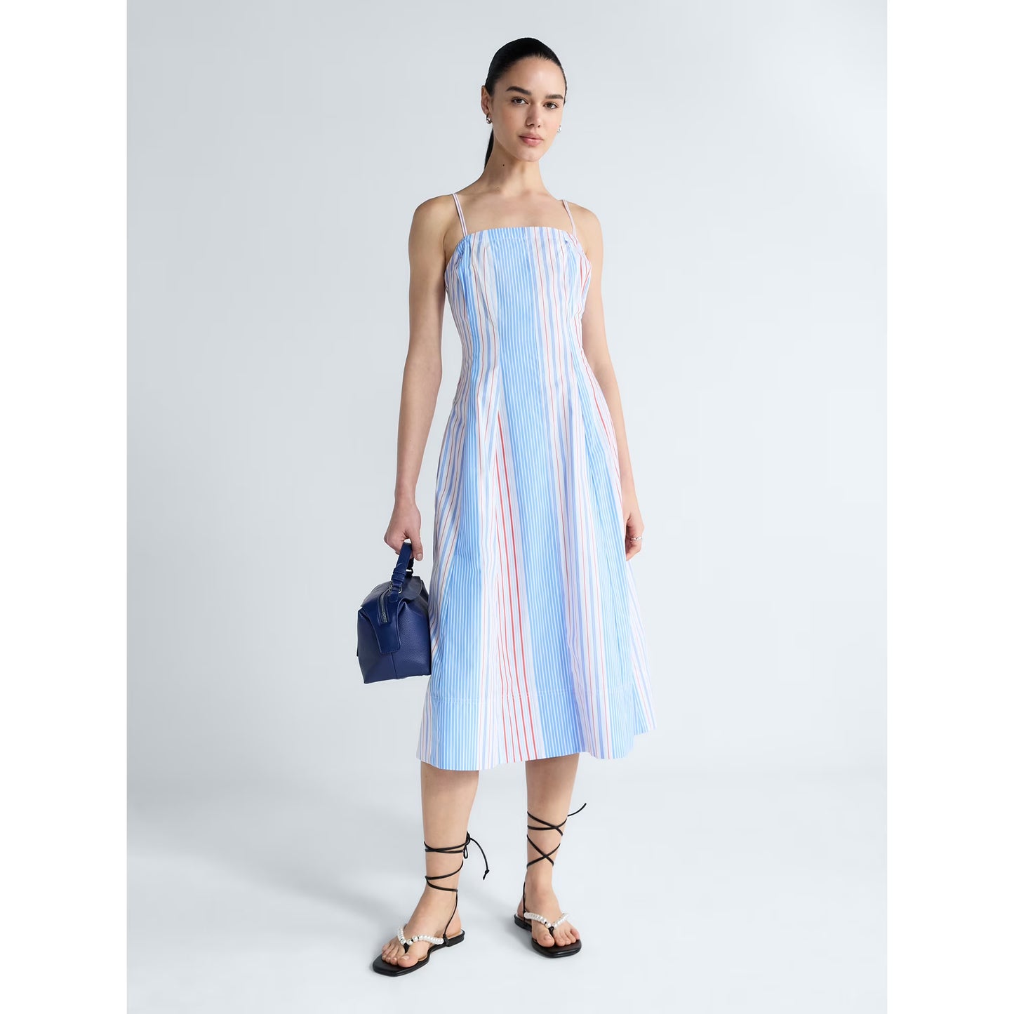 Free Assembly Women's and Women's Plus Sleeveless Cotton Panel Midi Dress, Sizes XS-4X