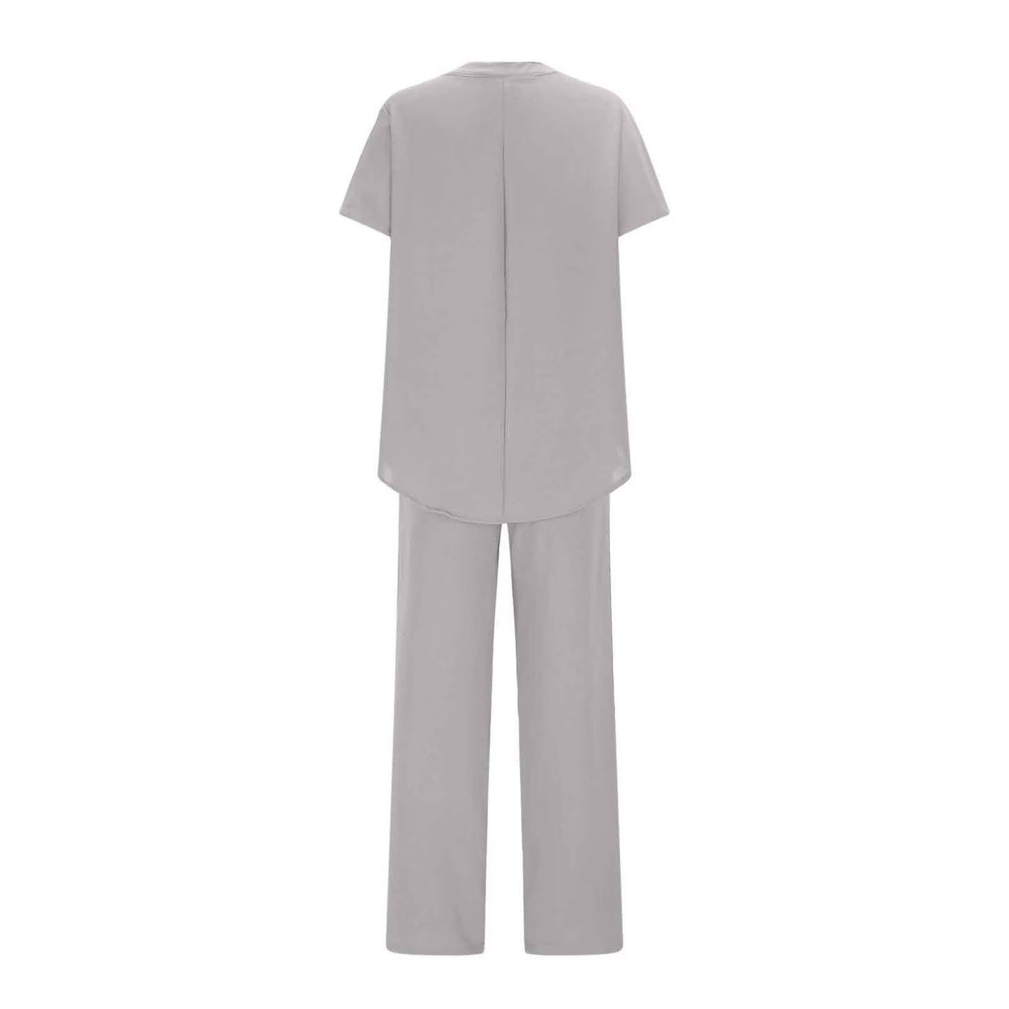 Women's Loose Casual Linen Short Sleeved Top and Pants Outfit Set Trousers Bottoms Two Piece Co-Ord Solid Color Soft Breathable Flowy Lounge Home Beach Vacation Travel Essentials